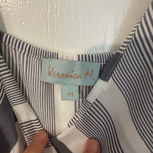 Veronica M Navy and White Striped Dress - Picture 6 of 6
